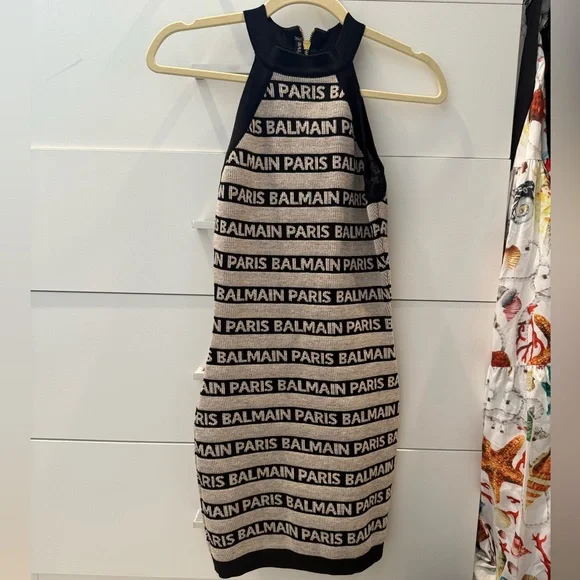Balmain | Dresses | Nwot Balmain Black And Beige Knit Dress Sleeveless  Halter | Poshmark